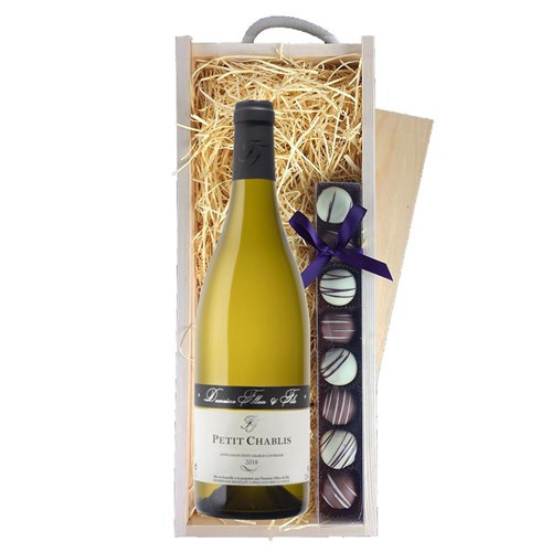Domaine Fillon Petit Chablis 75cl White Wine & Truffles, Wooden Box